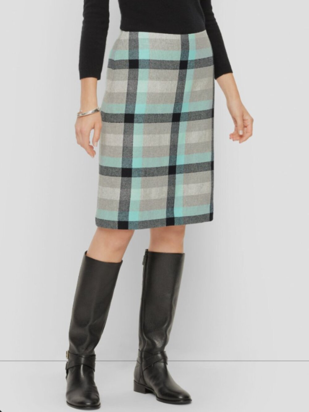 NWT Talbots Dreamy Plaid A-Line Wool Blend Skirt Size 14P